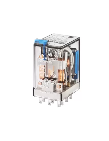 Relais industriel Finder 553380240010, 3 contacts, 24 Vca, 10 A (Z 94), avec bouton de test